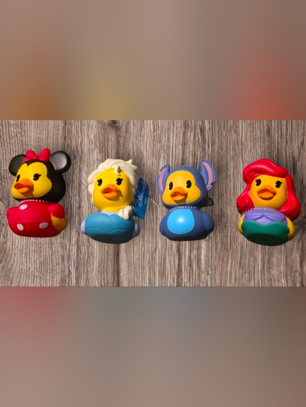 NWT Disney Minnie, Elsa, Stitch, And Ariel Rubber Duck Set Of 4   Larger Size!!!